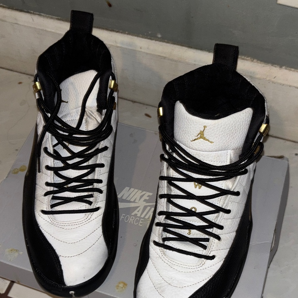 Nike Air Men's Black and White Sneakers with Gold Accents